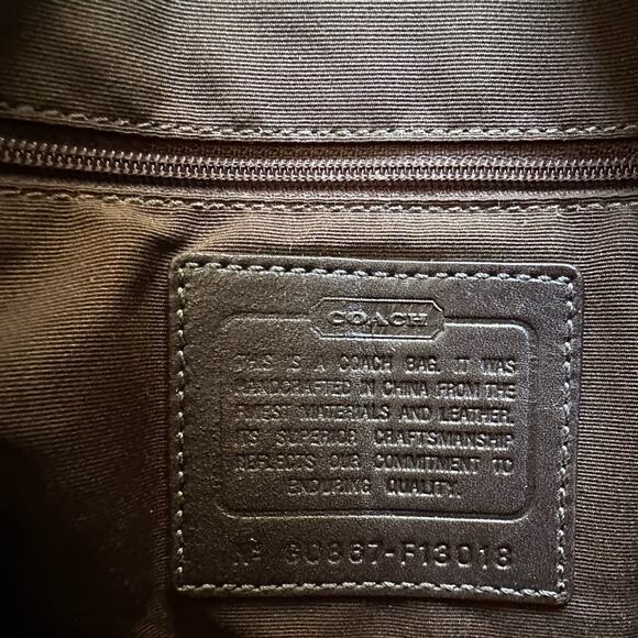 Coach Pink Hampton Signature C Canvas & Brown Leather Hobo Bag Y2K # F13018 - Picture 8 of 15